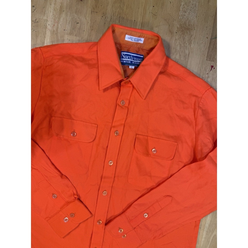 Vintage Northwest Winter Weight Blaze Orange Hunting Shirt USA Made Korea L